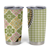 Aloha Vintage Palaka Floral Hawaiian Quilt Tumbler Cup Omaomao Motif LT9 Lime - Polynesian Pride