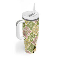 Aloha Vintage Palaka Floral Hawaiian Quilt Tumbler With Handle Omaomao Motif LT9 - Polynesian Pride