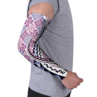 Aloha Vintage Palaka Floral Hawaiian Quilt Arm Sleeves Akala Motif - Polynesian Pride