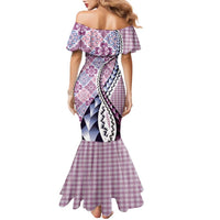Aloha Vintage Palaka Floral Hawaiian Quilt Family Matching Mermaid Dress and Hawaiian Shirt Akala Motif LT9 - Polynesian Pride