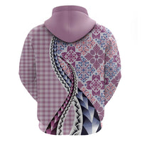 Aloha Vintage Palaka Floral Hawaiian Quilt Hoodie Akala Motif LT9 - Polynesian Pride