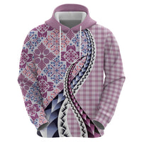 Aloha Vintage Palaka Floral Hawaiian Quilt Hoodie Akala Motif LT9 - Polynesian Pride