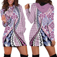Aloha Vintage Palaka Floral Hawaiian Quilt Hoodie Dress Akala Motif LT9 - Polynesian Pride
