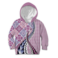 Aloha Vintage Palaka Floral Hawaiian Quilt Kid Hoodie Akala Motif LT9 Hoodie Pink - Polynesian Pride