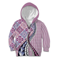 Aloha Vintage Palaka Floral Hawaiian Quilt Kid Hoodie Akala Motif LT9 Zip Hoodie Pink - Polynesian Pride