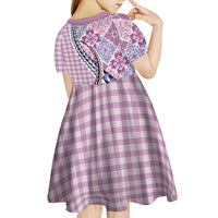 Aloha Vintage Palaka Floral Hawaiian Quilt Kid Short Sleeve Dress Akala Motif LT9 - Polynesian Pride