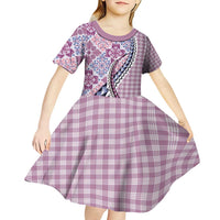 Aloha Vintage Palaka Floral Hawaiian Quilt Kid Short Sleeve Dress Akala Motif LT9 - Polynesian Pride