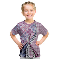 Aloha Vintage Palaka Floral Hawaiian Quilt Kid T Shirt Akala Motif LT9 Pink - Polynesian Pride