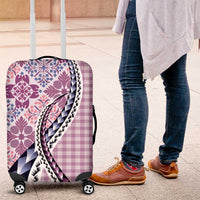Aloha Vintage Palaka Floral Hawaiian Quilt Luggage Cover Akala Motif LT9 Pink - Polynesian Pride