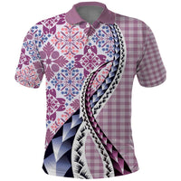 Aloha Vintage Palaka Floral Hawaiian Quilt Polo Shirt Akala Motif LT9 Pink - Polynesian Pride