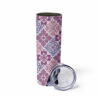 Aloha Vintage Palaka Floral Hawaiian Quilt Skinny Tumbler Akala Motif LT9 - Polynesian Pride