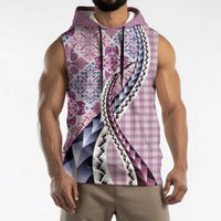 Aloha Vintage Palaka Floral Hawaiian Quilt Sleeveless Hoodie Akala Motif LT9 - Polynesian Pride