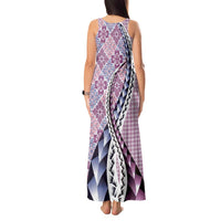 Aloha Vintage Palaka Floral Hawaiian Quilt Tank Maxi Dress Akala Motif LT9 - Polynesian Pride