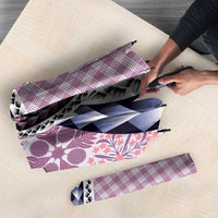 Aloha Vintage Palaka Floral Hawaiian Quilt Umbrella Akala Motif - Polynesian Pride
