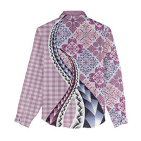 Aloha Vintage Palaka Floral Hawaiian Quilt Women Casual Shirt Akala Motif - Polynesian Pride