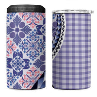 Aloha Vintage Palaka Floral Hawaiian Quilt 4 in 1 Can Cooler Tumbler Poni Motif LT9 One Size: 16 oz Purple - Polynesian Pride
