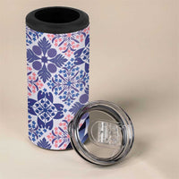 Aloha Vintage Palaka Floral Hawaiian Quilt 4 in 1 Can Cooler Tumbler Poni Motif LT9 - Polynesian Pride