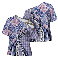 Aloha Vintage Palaka Floral Hawaiian Quilt Cross Shoulder Shirt Poni Motif LT9 - Polynesian Pride