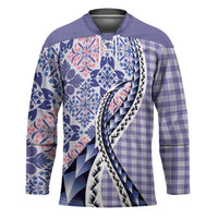 Aloha Vintage Palaka Floral Hawaiian Quilt Hockey Jersey Poni Motif LT9 Unisex Purple - Polynesian Pride