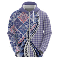 Aloha Vintage Palaka Floral Hawaiian Quilt Hoodie Poni Motif LT9 - Polynesian Pride
