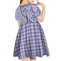 Aloha Vintage Palaka Floral Hawaiian Quilt Kid Short Sleeve Dress Poni Motif LT9 - Polynesian Pride