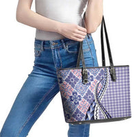 Aloha Vintage Palaka Floral Hawaiian Quilt Leather Tote Bag Poni Motif LT9 - Polynesian Pride
