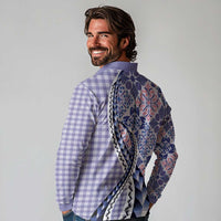 Aloha Vintage Palaka Floral Hawaiian Quilt Long Sleeve Polo Shirt Poni Motif LT9 - Polynesian Pride
