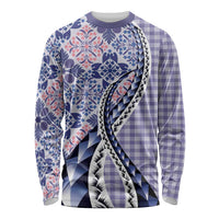 Aloha Vintage Palaka Floral Hawaiian Quilt Long Sleeve Shirt Poni Motif LT9 Unisex Purple - Polynesian Pride