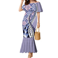 Aloha Vintage Palaka Floral Hawaiian Quilt Mermaid Dress Poni Motif LT9 Women Purple - Polynesian Pride