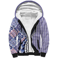 Aloha Vintage Palaka Floral Hawaiian Quilt Sherpa Hoodie Poni Motif LT9 Unisex Purple - Polynesian Pride