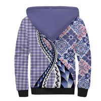 Aloha Vintage Palaka Floral Hawaiian Quilt Sherpa Hoodie Poni Motif LT9 - Polynesian Pride