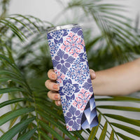 Aloha Vintage Palaka Floral Hawaiian Quilt Skinny Tumbler Poni Motif LT9 - Polynesian Pride
