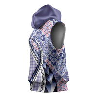 Aloha Vintage Palaka Floral Hawaiian Quilt Sleeveless Hoodie Poni Motif LT9 - Polynesian Pride