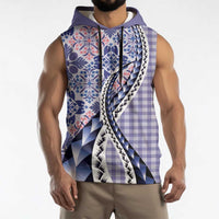 Aloha Vintage Palaka Floral Hawaiian Quilt Sleeveless Hoodie Poni Motif LT9 - Polynesian Pride