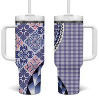 Aloha Vintage Palaka Floral Hawaiian Quilt Tumbler With Handle Poni Motif LT9 One Size: 40 oz Purple - Polynesian Pride
