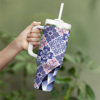 Aloha Vintage Palaka Floral Hawaiian Quilt Tumbler With Handle Poni Motif LT9 - Polynesian Pride