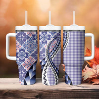 Aloha Vintage Palaka Floral Hawaiian Quilt Tumbler With Handle Poni Motif LT9 - Polynesian Pride