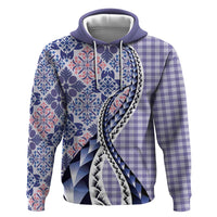 Aloha Vintage Palaka Floral Hawaiian Quilt Zip Hoodie Poni Motif LT9 Pullover Hoodie Purple - Polynesian Pride