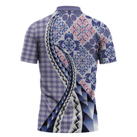 Aloha Vintage Palaka Floral Hawaiian Quilt Zipper Polo Shirt Poni Motif LT9 - Polynesian Pride