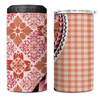 Aloha Vintage Palaka Floral Hawaiian Quilt 4 in 1 Can Cooler Tumbler Ulaula Motif LT9 One Size: 16 oz Red - Polynesian Pride