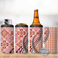 Aloha Vintage Palaka Floral Hawaiian Quilt 4 in 1 Can Cooler Tumbler Ulaula Motif LT9 - Polynesian Pride
