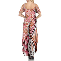 Aloha Vintage Palaka Floral Hawaiian Quilt Family Matching Summer Maxi Dress and Hawaiian Shirt Ulaula Motif LT9 - Polynesian Pride