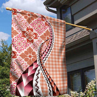 Aloha Vintage Palaka Floral Hawaiian Quilt Garden Flag Ulaula Motif LT9 - Polynesian Pride