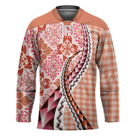 Aloha Vintage Palaka Floral Hawaiian Quilt Hockey Jersey Ulaula Motif LT9 Unisex Red - Polynesian Pride