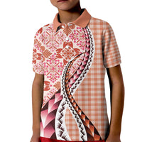 Aloha Vintage Palaka Floral Hawaiian Quilt Kid Polo Shirt Ulaula Motif LT9 Kid Red - Polynesian Pride