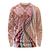 Aloha Vintage Palaka Floral Hawaiian Quilt Long Sleeve Shirt Ulaula Motif LT9 Unisex Red - Polynesian Pride