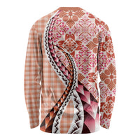 Aloha Vintage Palaka Floral Hawaiian Quilt Long Sleeve Shirt Ulaula Motif LT9 - Polynesian Pride