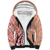 Aloha Vintage Palaka Floral Hawaiian Quilt Sherpa Hoodie Ulaula Motif LT9 Unisex Red - Polynesian Pride
