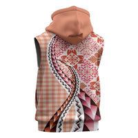Aloha Vintage Palaka Floral Hawaiian Quilt Sleeveless Zip Hoodie Ulaula Motif LT9 - Polynesian Pride