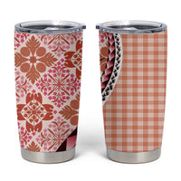 Aloha Vintage Palaka Floral Hawaiian Quilt Tumbler Cup Ulaula Motif LT9 Red - Polynesian Pride